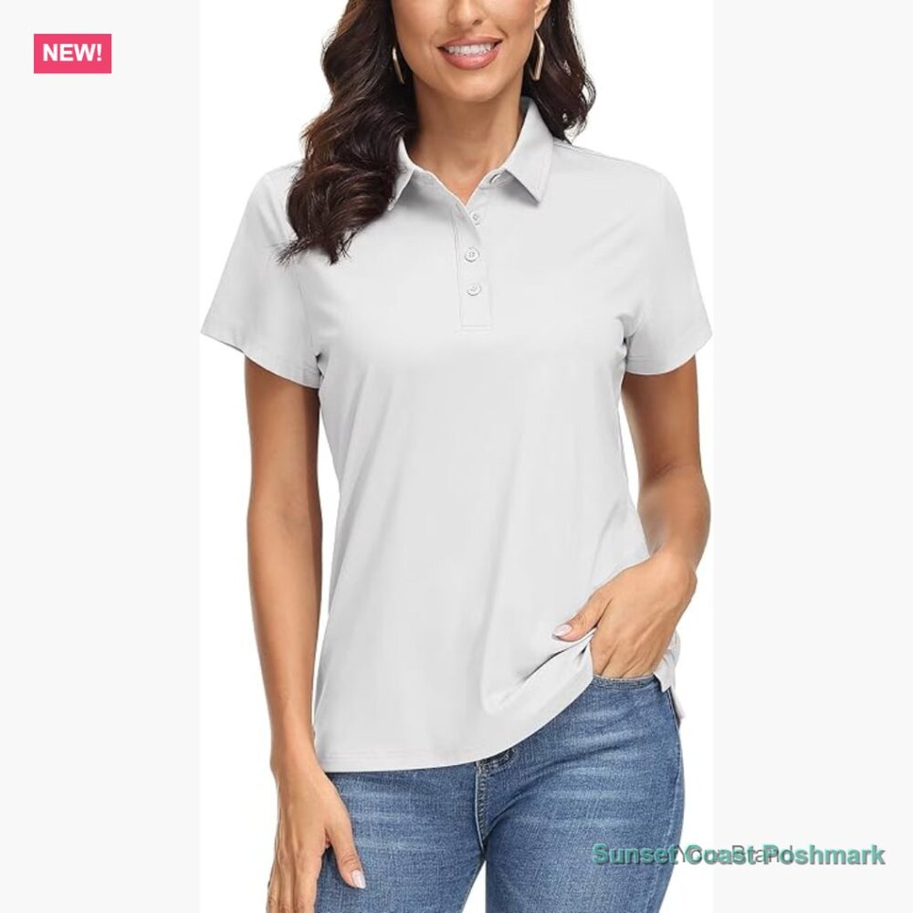 UPF 50+ Sun Protection Polo Shirt Quick Dry Moisture Wicking 4 Buttons